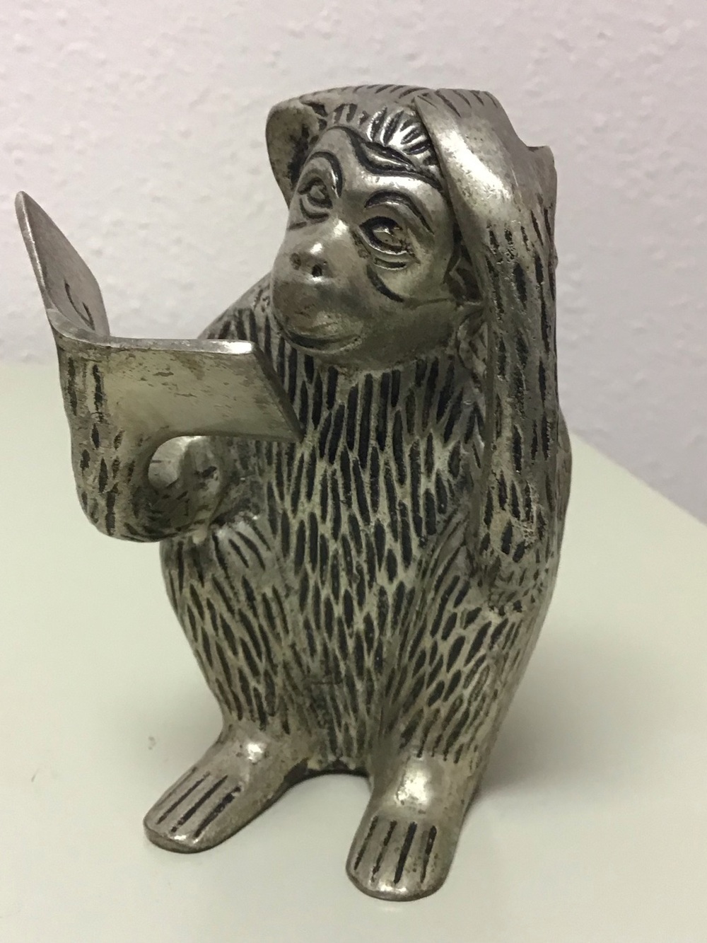 Brass Monkey Reading Book Whimsical Figurine